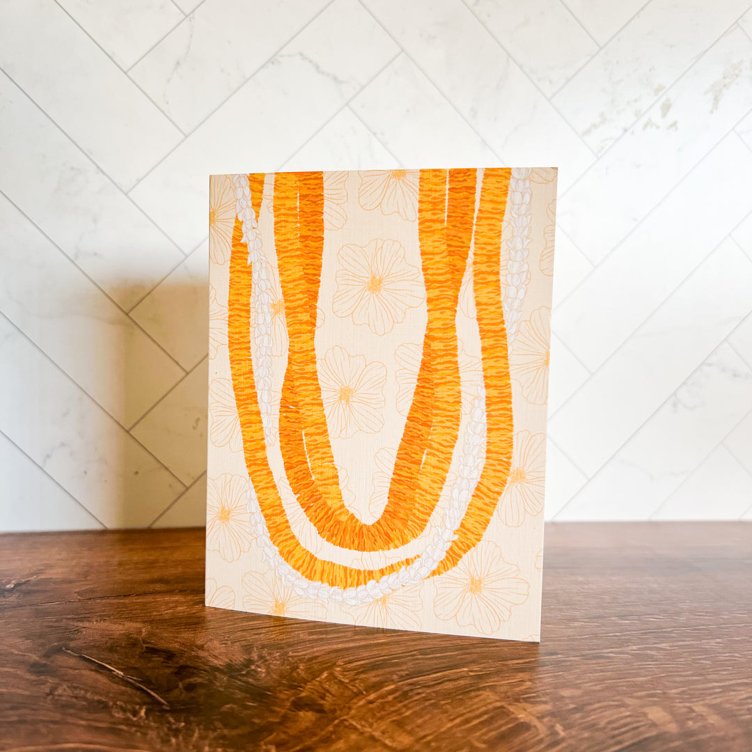 Stacked Lei Hanohano Ilima and Pikake Greeting Card