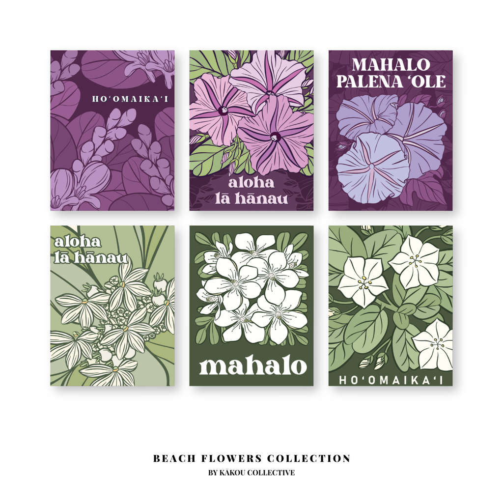 Beach Flowers Greeting Card Collection