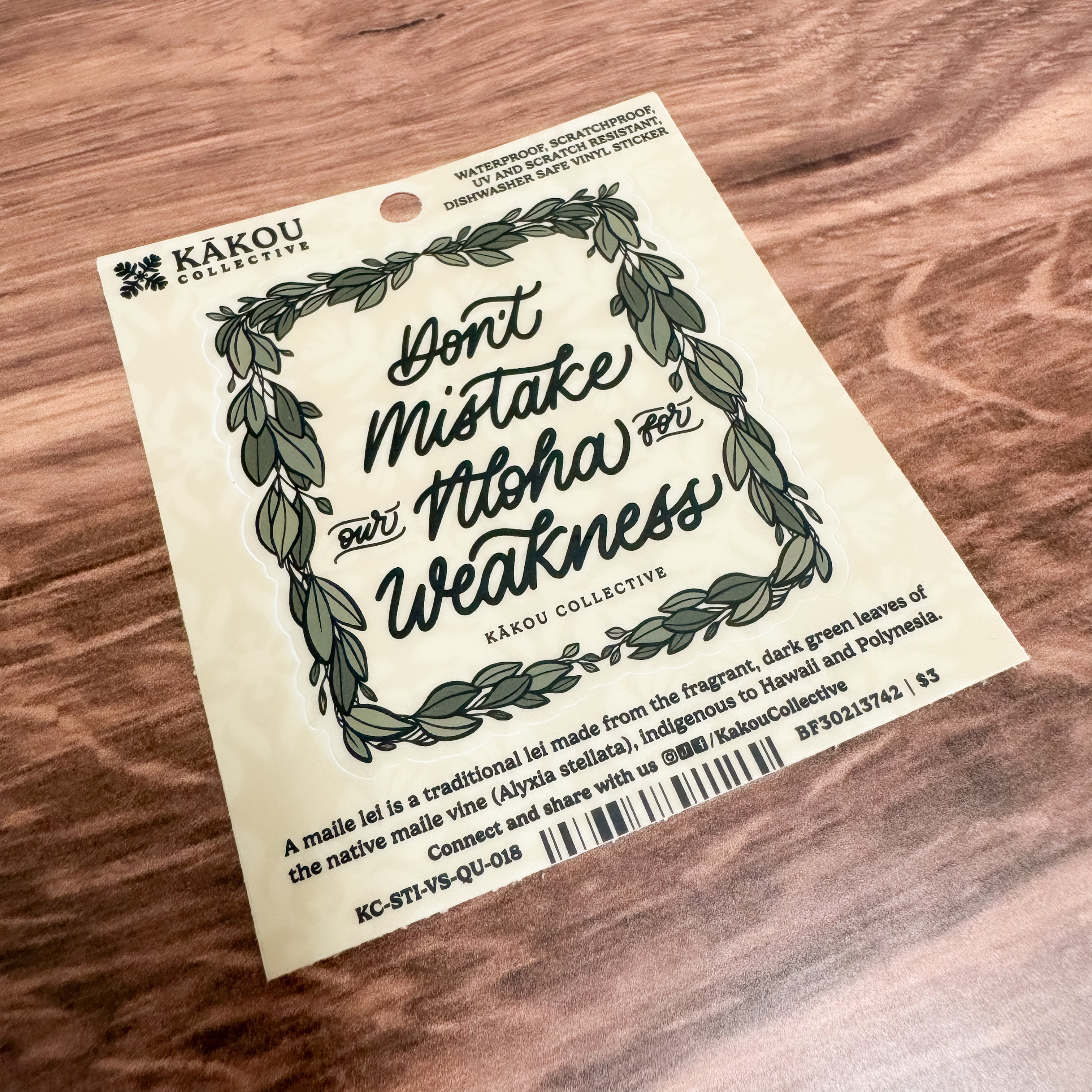 Don't Mistake Our Aloha For Weakness Vinyl Sticker