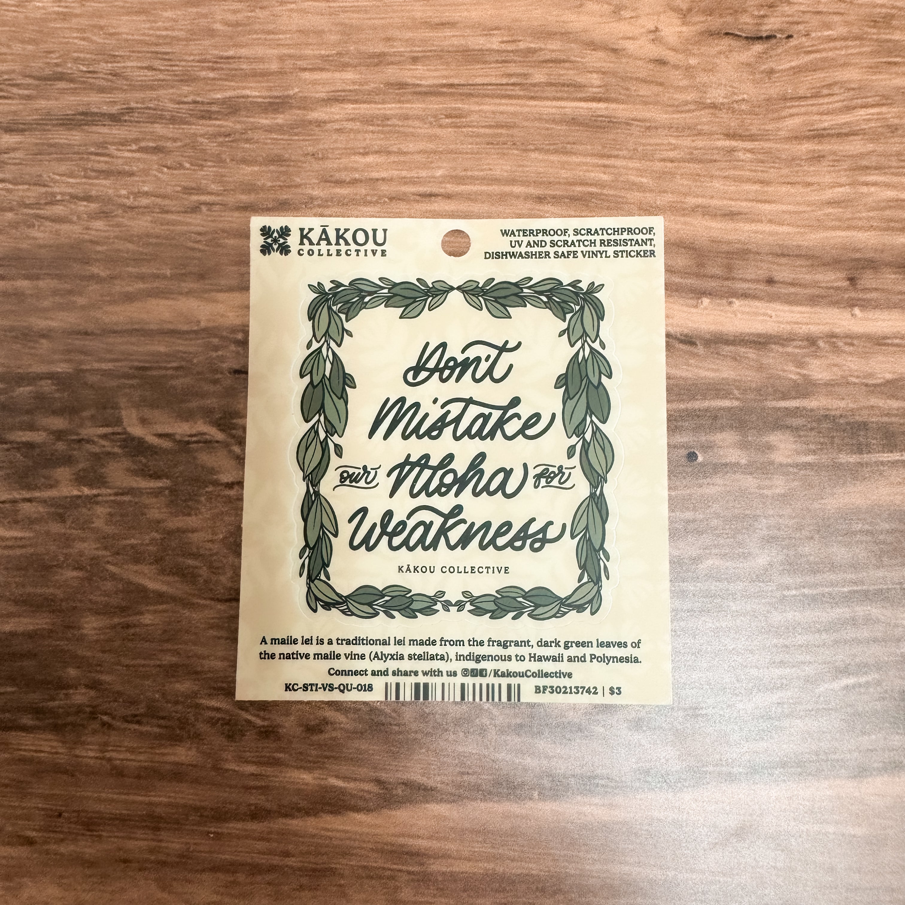 Don't Mistake Our Aloha For Weakness Vinyl Sticker