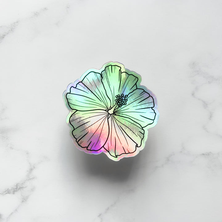 Hibiscus Holographic Vinyl Sticker