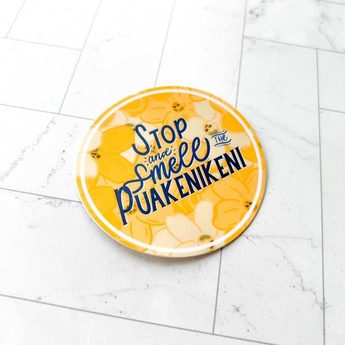 Stop and Smell the Puakenikeni Vinyl Sticker