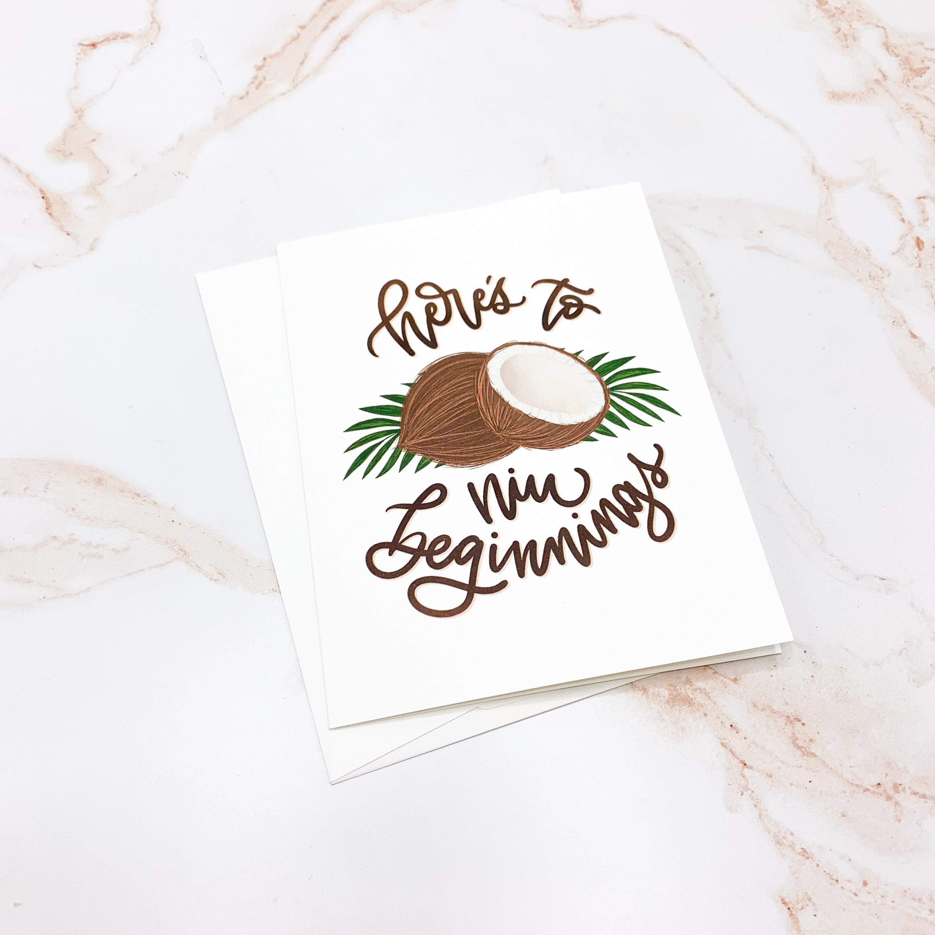 Here's To Niu Beginnings Punny Greeting Card